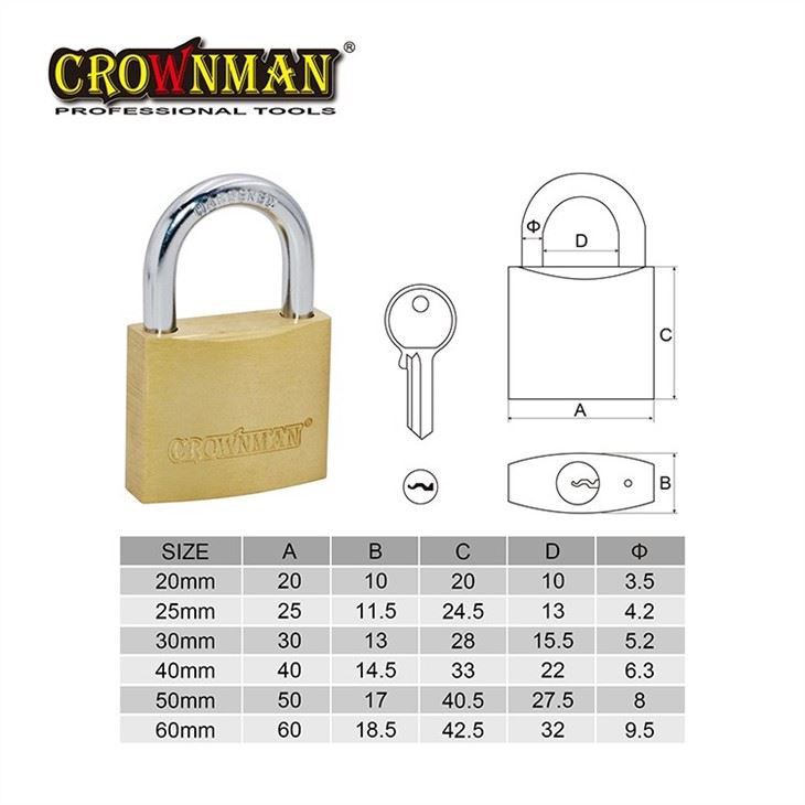 Cadenas robuste en laiton massif avec clé